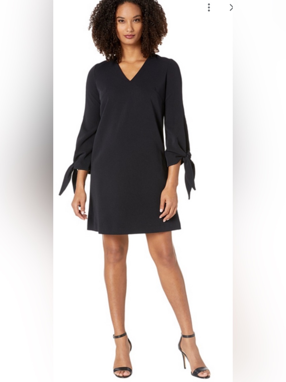 Ronni Nicole Dress Black V Neckline Long Sleeves Flare with Ties 8 👍